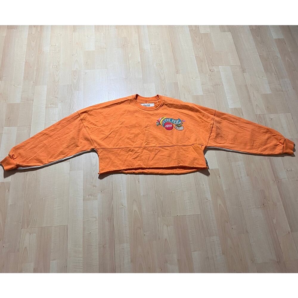 Spirit Jersey Coca-Cola 1971 Cropped Sweatshirt Small Orange Retro Graphic Top - Picture 2 of 10